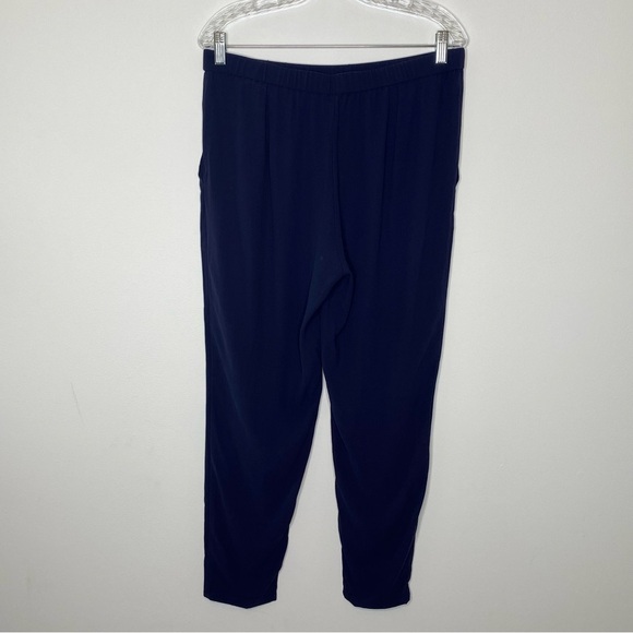 Eileen Fisher Midnight Navy Silk Pull On Ankle Pants - Picture 6 of 11